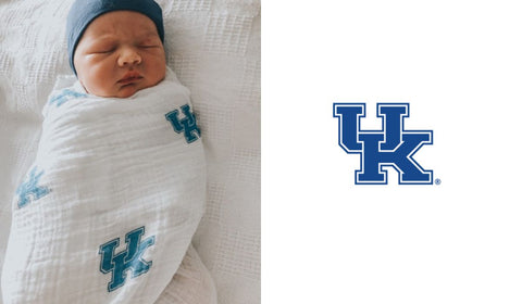 Three Little Anchors University Of Kentucky Muslin Swaddle Blanket - 47x47 Inch, 100% Cotton, Officially Licensed Baby Blanket