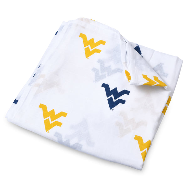 West Virginia University Swadde Blanket - Gold and Blue Flying WV
