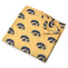 University of Iowa knit swaddle blanket with Hawkeyes logo pattern, soft stretchy newborn swaddle displayed to show fabric quality and design