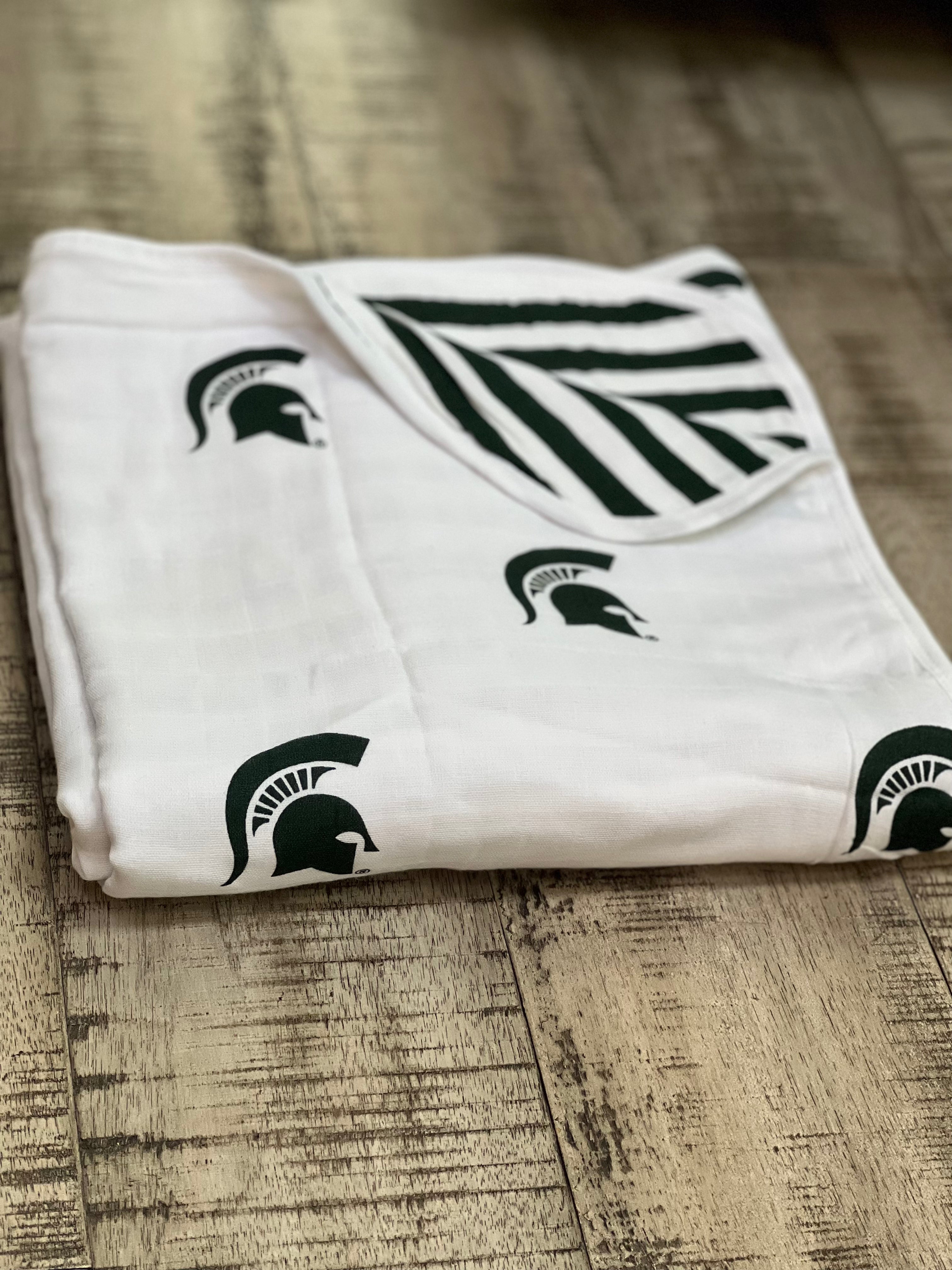 Michigan State University Four Layer Muslin Blanket Three Little Anchors